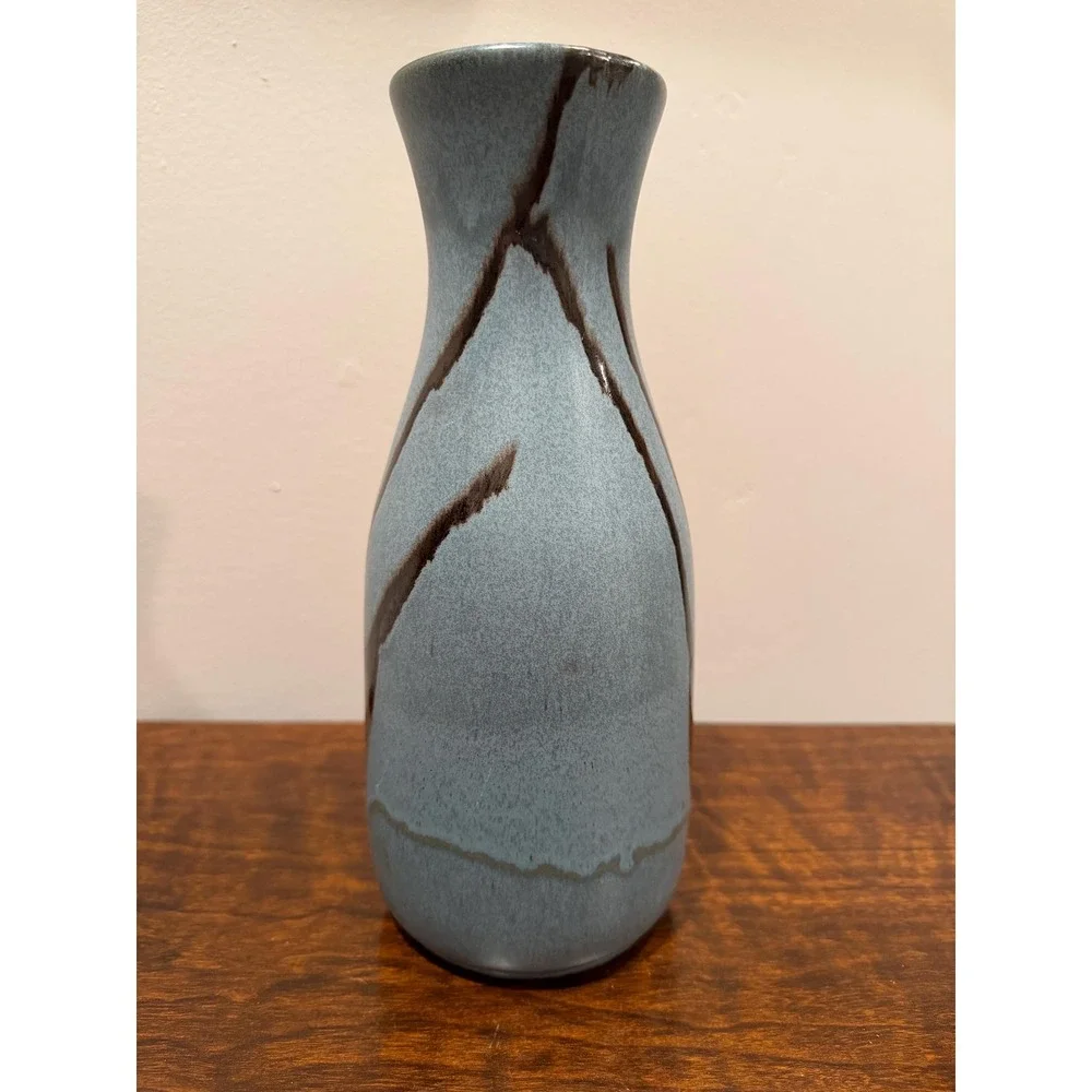 Vintage Blue Mountain Pottery Vase Blue and Brown Drip Glaze